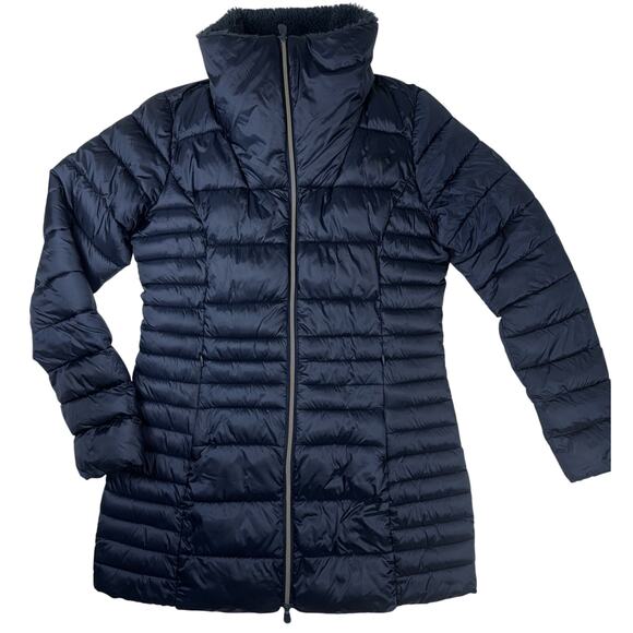 SAVE THE DUCK Featherless Puffer Coat Animal Free Sz Med/Large Navy Blue - Picture 4 of 11